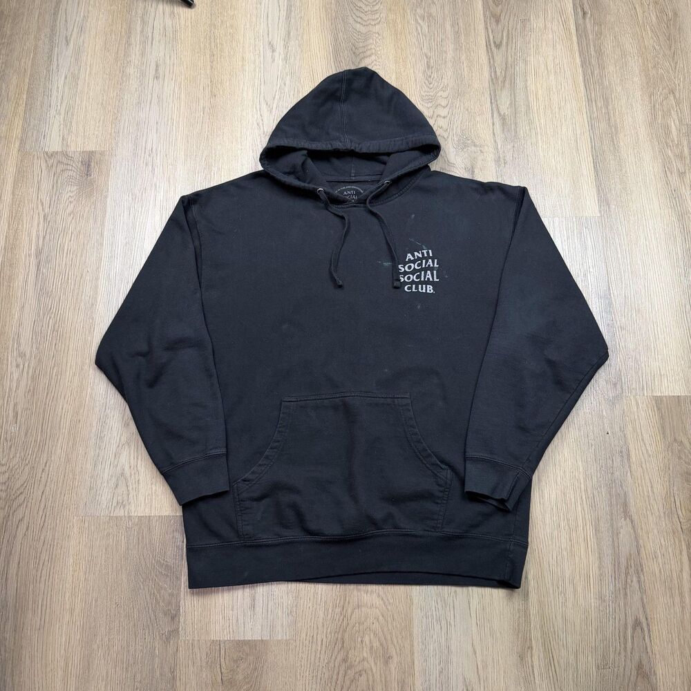 Anti Social Social Club Hoodie Mens XL Black Flower Graphic Fleece Pullover